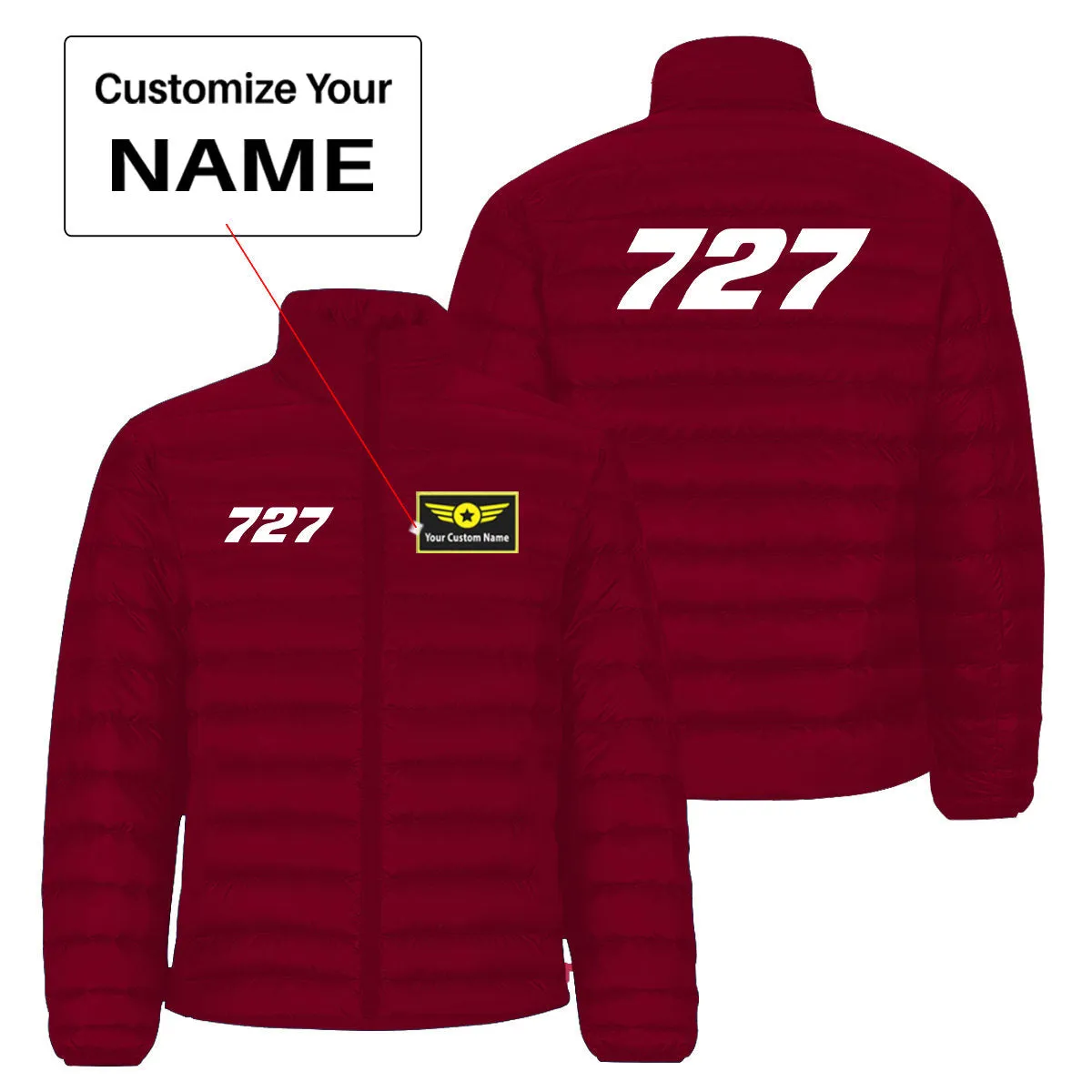 727 Flat Text Designed Padded Jackets