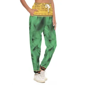 All-Over Print Women's Casual Pants 228 green, and yellow abstract print