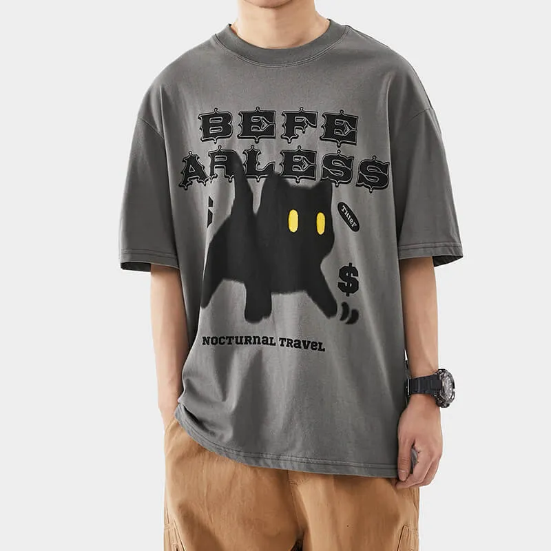 Be Fearless Black Cat Streetwear T-Shirt