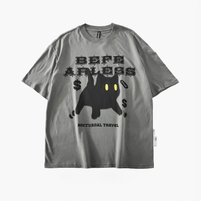 Be Fearless Black Cat Streetwear T-Shirt