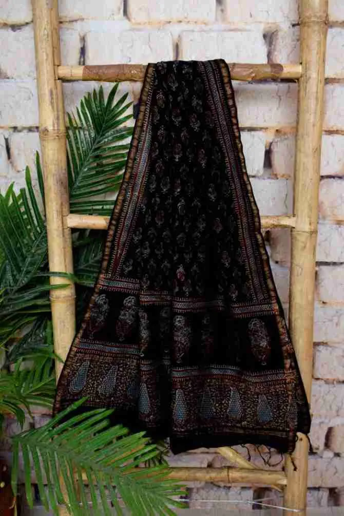 Beige Ajrakh Customised Unstitched Suit