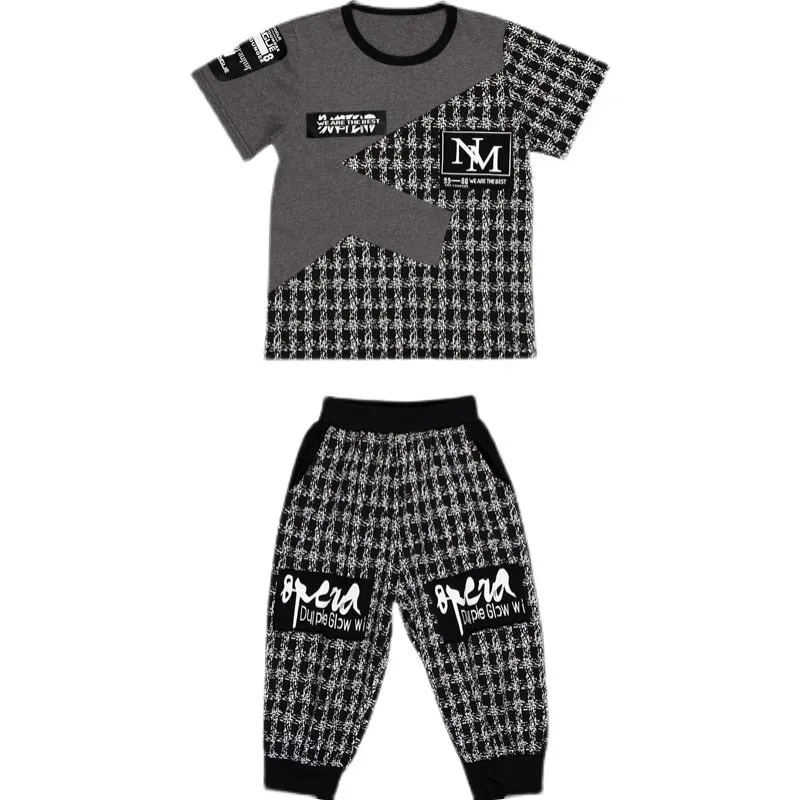 Boy Sets Summer Kids Clothes Fashion Short Sleeve T-shirt Pants School Children Sport Suit