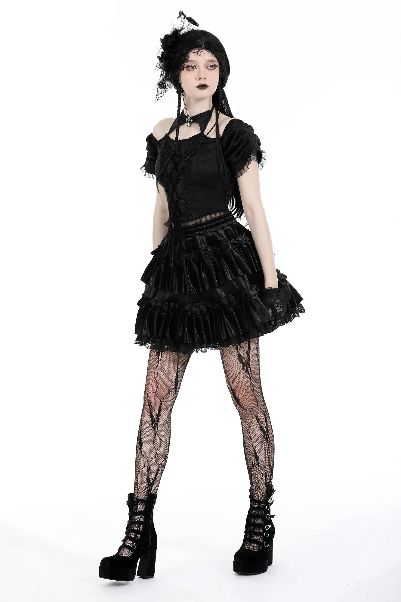 Gothic magic lace-up sexy tops TW569