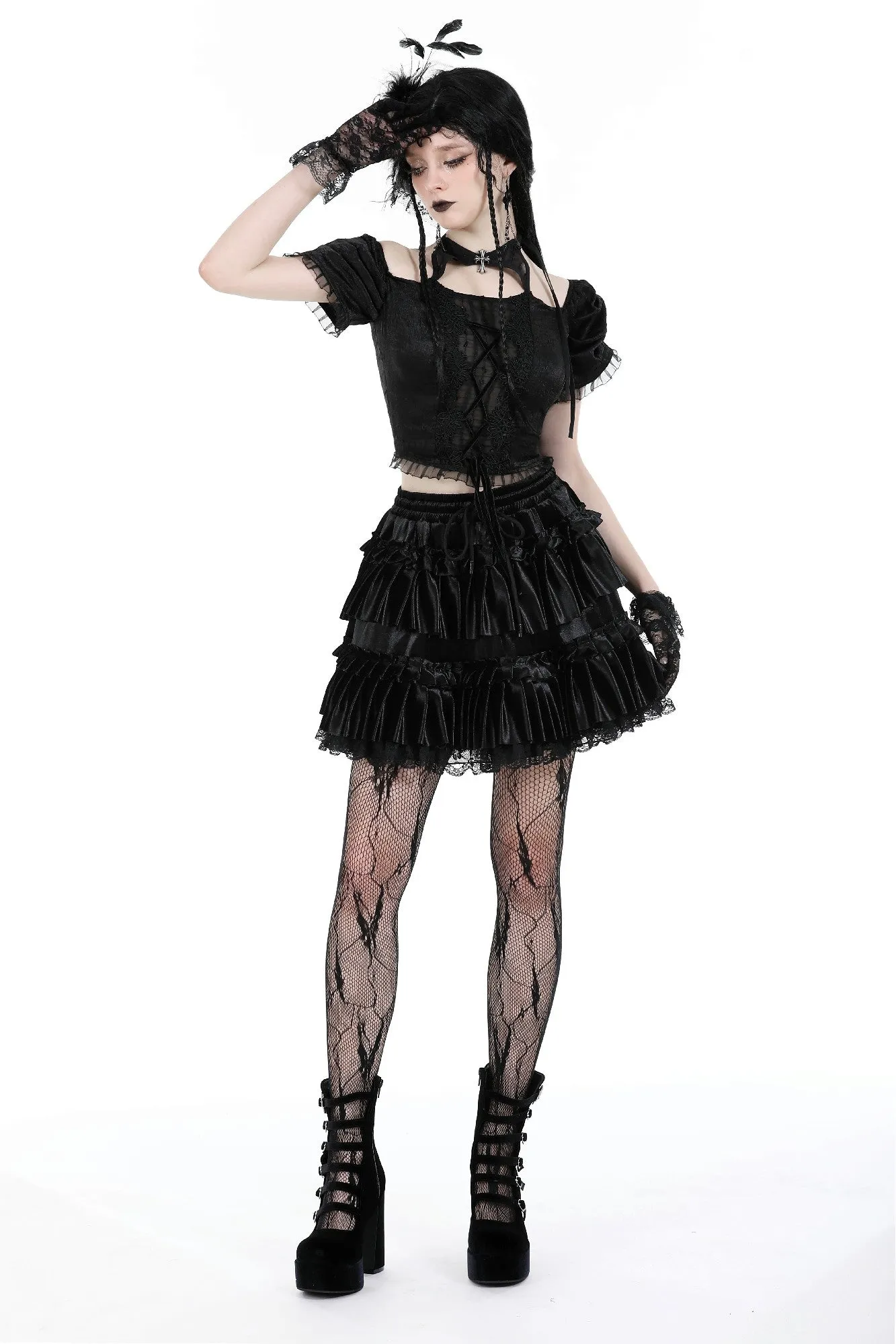 Gothic magic lace-up sexy tops TW569