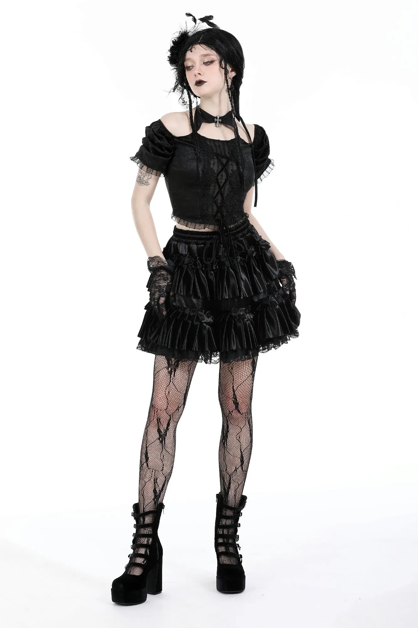 Gothic magic lace-up sexy tops TW569