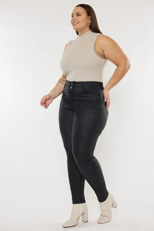 High Rise Coated Ankle Skinny Jeans