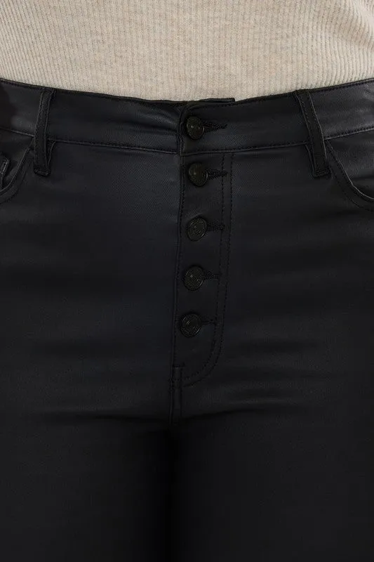 High Rise Coated Ankle Skinny Jeans