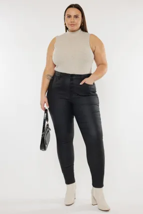 High Rise Coated Ankle Skinny Jeans