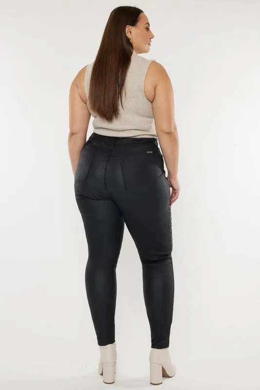 High Rise Coated Ankle Skinny Jeans