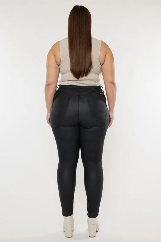 High Rise Coated Ankle Skinny Jeans
