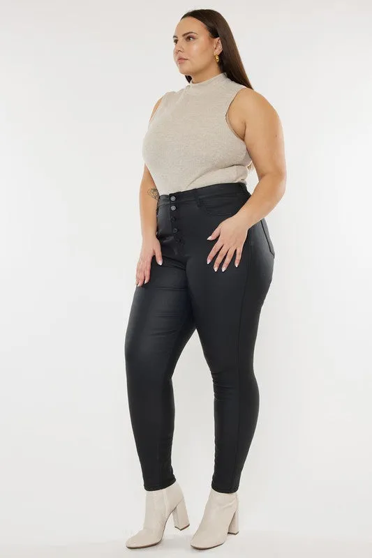 High Rise Coated Ankle Skinny Jeans