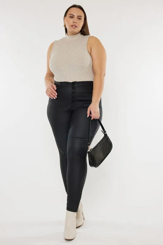 High Rise Coated Ankle Skinny Jeans