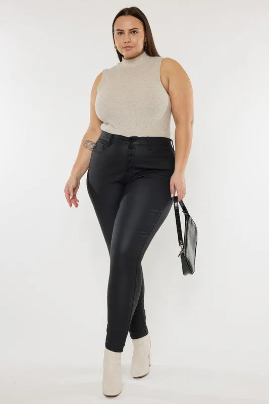 High Rise Coated Ankle Skinny Jeans