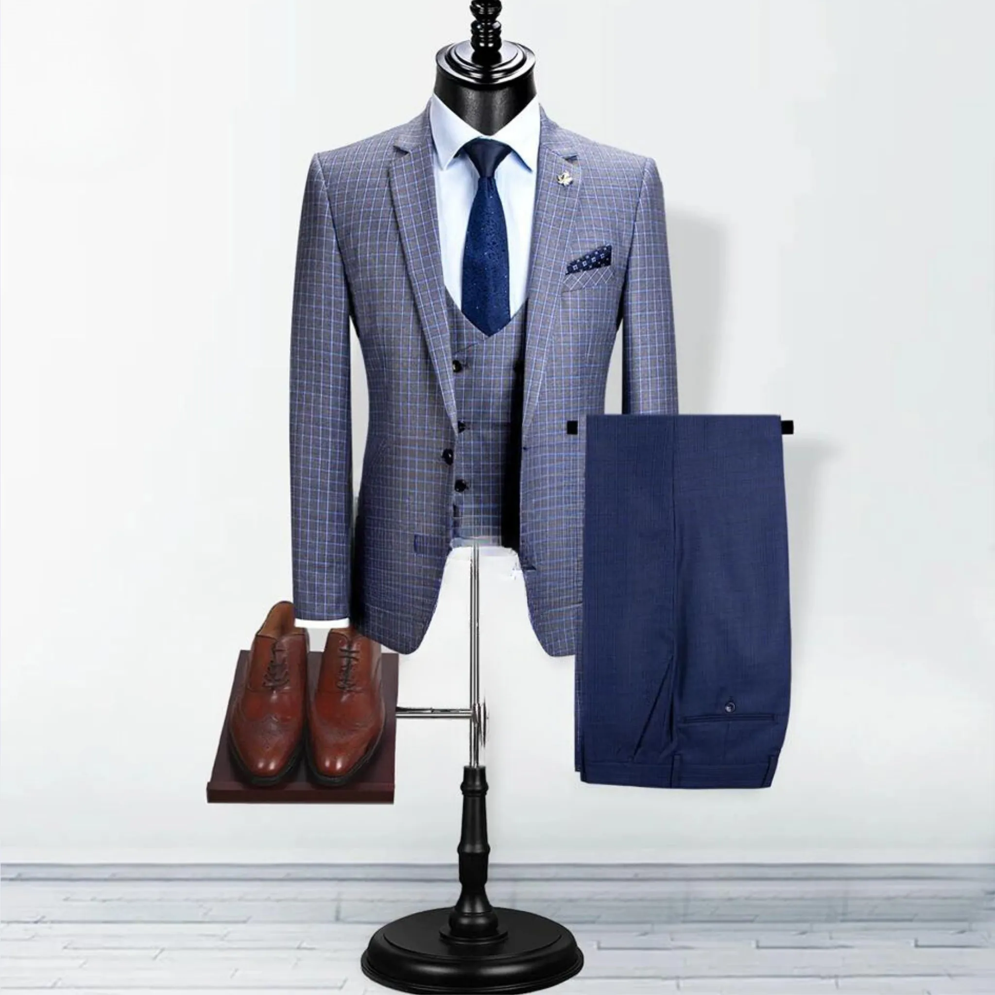 Luxury Grid Blazer Suit