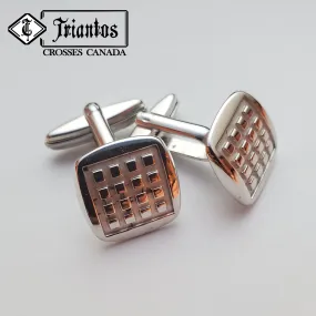 Men's Sterling Silver Cufflinks Checkered Square Design Triantos