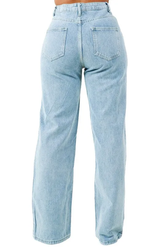 PUT YOU IN CHECK DENIM PANTS