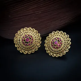 Ruby Antique Gold Studs 17384-4532