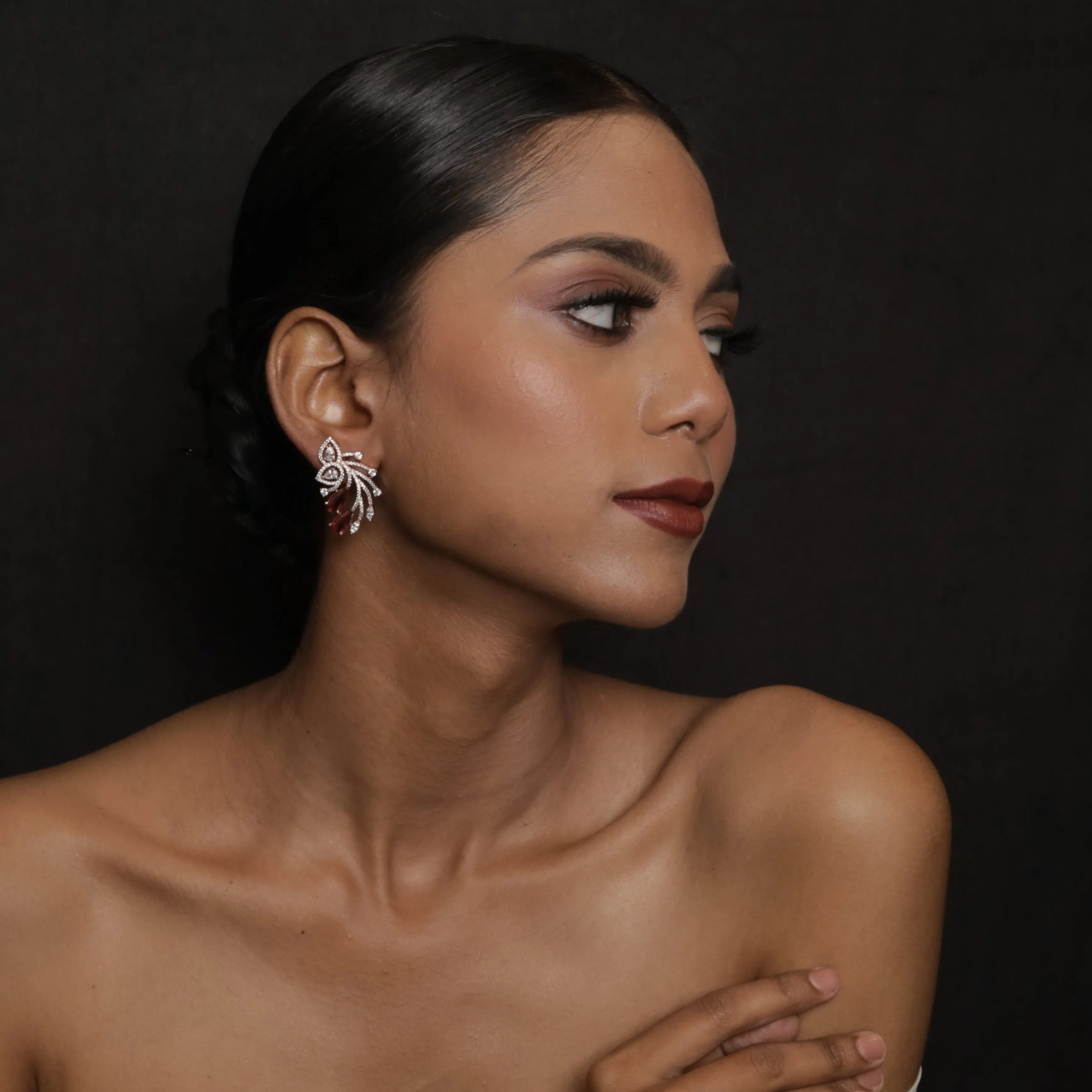 Ruby Zircon/AD Earring 16470-3617
