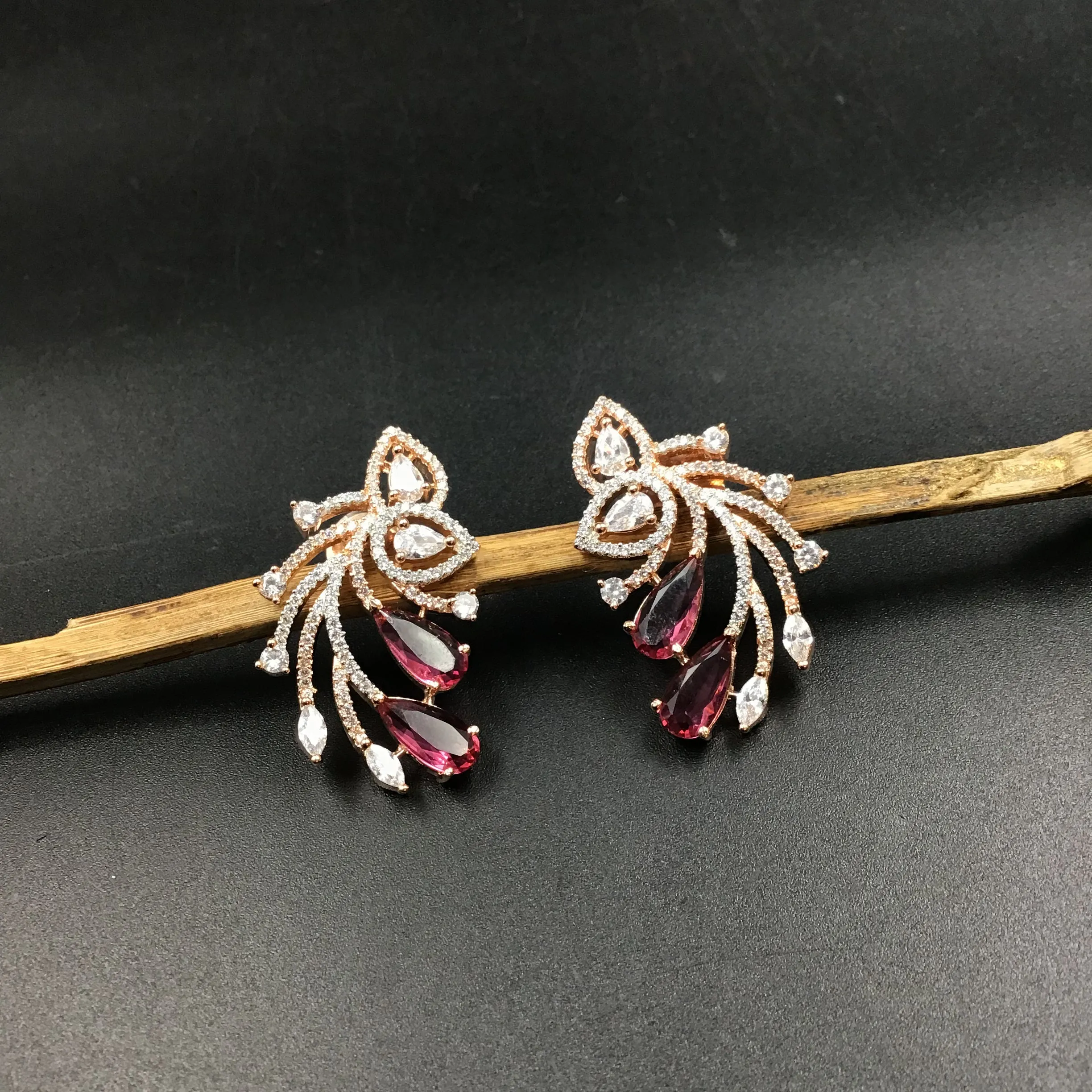 Ruby Zircon/AD Earring 16470-3617
