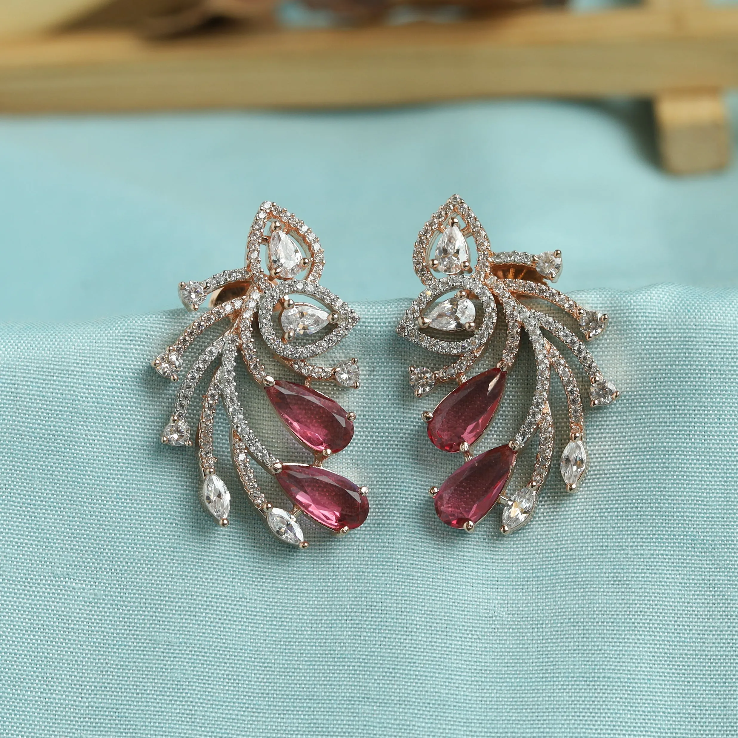 Ruby Zircon/AD Earring 16470-3617