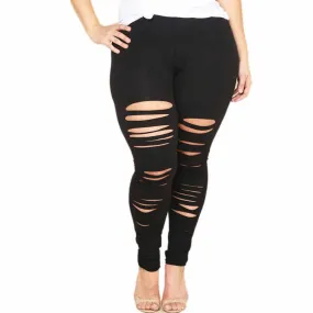 Women Plus Size Elastic Leggings Block Sexy Sport Pants
